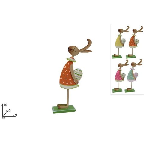 DECORAZIONE CONIGLIO IN LATTA 19CM 4 COL.